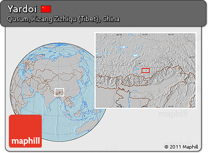 Gray Location Map of Yardoi, hill shading