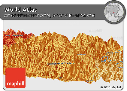 Political Panoramic Map of the Area around 28° 47' 8" N, 94° 25' 30" E