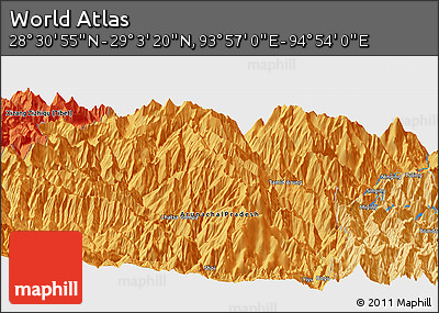 Political Panoramic Map of the Area around 28° 47' 8" N, 94° 25' 30" E