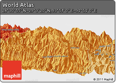 Political Panoramic Map of the Area around 28° 47' 8" N, 94° 25' 30" E