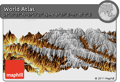 Physical Panoramic Map of the Area around 28° 47' 8" N, 95° 16' 30" E
