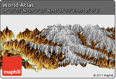 Physical Panoramic Map of the Area around 28° 47' 8" N, 95° 16' 30" E