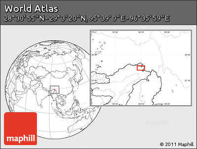 Blank Location Map of the Area around 28° 47' 8" N, 96° 7' 30" E