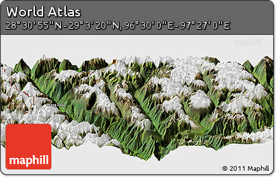 Satellite Panoramic Map of the Area around 28° 47' 8" N, 96° 58' 29" E