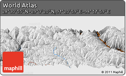 Physical Panoramic Map of the Area around 28° 47' 8" N, 97° 49' 29" E