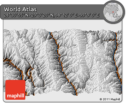 Physical 3D Map of the Area around 28° 47' 8" N, 98° 40' 30" E