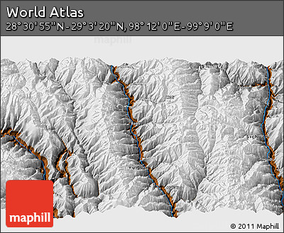 Physical 3D Map of the Area around 28° 47' 8" N, 98° 40' 30" E