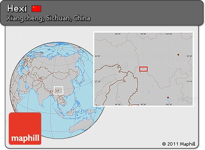 Gray Location Map of Hexi