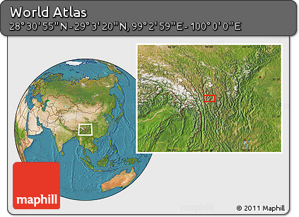 Satellite Location Map of the Area around 28° 47' 8" N, 99° 31' 30" E