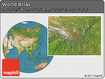 Satellite Location Map of the Area around 28° 47' 8" N, 99° 31' 30" E