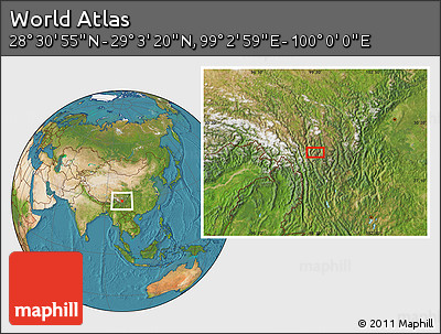 Satellite Location Map of the Area around 28° 47' 8" N, 99° 31' 30" E
