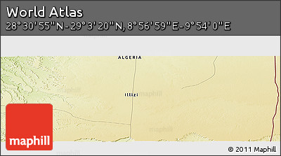 Physical Panoramic Map of the Area around 28° 47' 8" N, 9° 25' 30" E