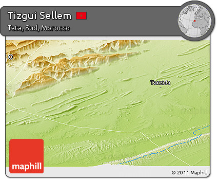 Physical Panoramic Map of Tizgui Sellem