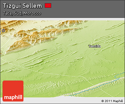 Physical Panoramic Map of Tizgui Sellem