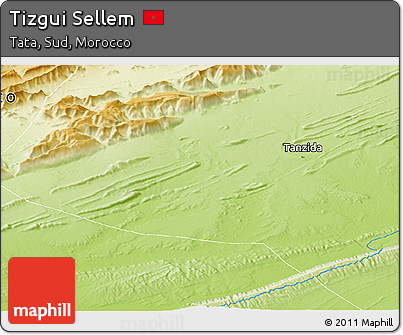 Physical Panoramic Map of Tizgui Sellem