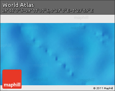 Physical 3D Map of the Area around 28° 27' 45" S, 0° 55' 29" E