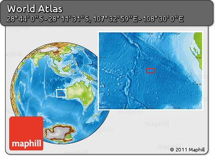 Physical Location Map of the Area around 28° 27' 45" S, 108° 1' 30" E
