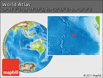 Physical Location Map of the Area around 28° 27' 45" S, 108° 1' 30" E