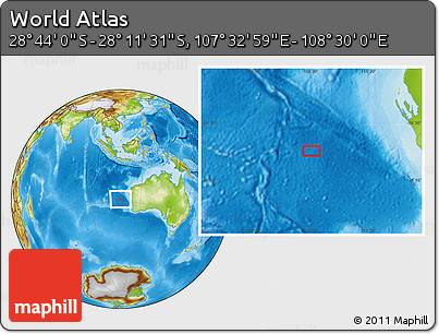 Physical Location Map of the Area around 28° 27' 45" S, 108° 1' 30" E