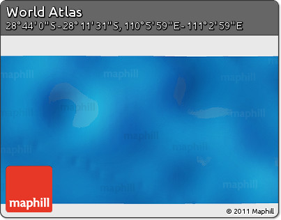 Physical 3D Map of the Area around 28° 27' 45" S, 110° 34' 29" E