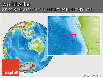 Physical Location Map of the Area around 28° 27' 45" S, 112° 16' 30" E