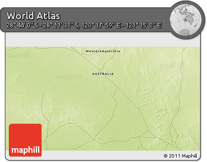 Physical 3D Map of the Area around 28° 27' 45" S, 120° 46' 30" E
