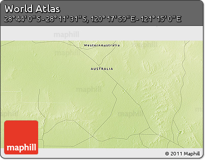 Physical 3D Map of the Area around 28° 27' 45" S, 120° 46' 30" E