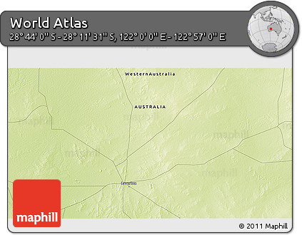 Physical 3D Map of the Area around 28° 27' 45" S, 122° 28' 29" E
