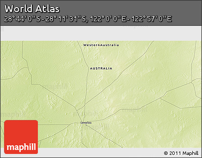 Physical 3D Map of the Area around 28° 27' 45" S, 122° 28' 29" E