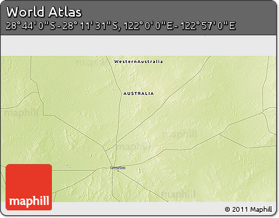 Physical 3D Map of the Area around 28° 27' 45" S, 122° 28' 29" E
