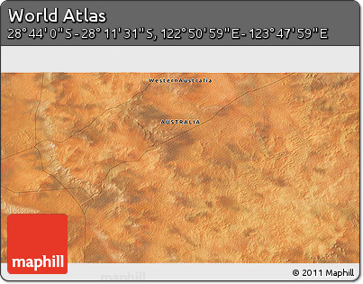Satellite 3D Map of the Area around 28° 27' 45" S, 123° 19' 29" E