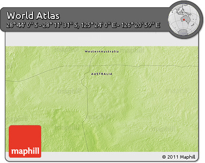 Physical 3D Map of the Area around 28° 27' 45" S, 125° 52' 30" E
