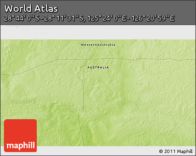 Physical 3D Map of the Area around 28° 27' 45" S, 125° 52' 30" E