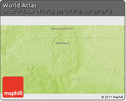 Physical 3D Map of the Area around 28° 27' 45" S, 125° 52' 30" E