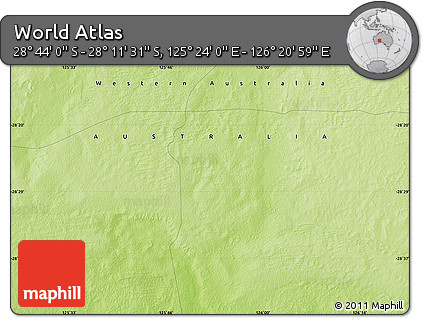 Physical Map of the Area around 28° 27' 45" S, 125° 52' 30" E