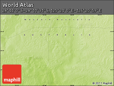 Physical Map of the Area around 28° 27' 45" S, 125° 52' 30" E