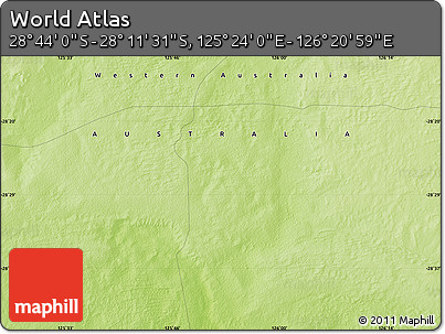 Physical Map of the Area around 28° 27' 45" S, 125° 52' 30" E