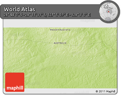 Physical 3D Map of the Area around 28° 27' 45" S, 127° 34' 30" E