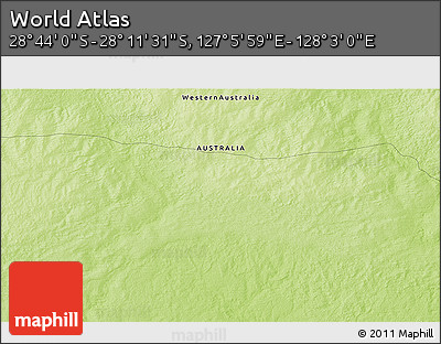Physical 3D Map of the Area around 28° 27' 45" S, 127° 34' 30" E
