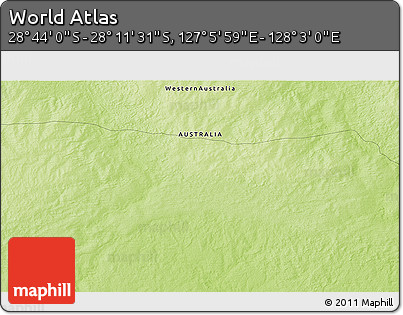 Physical 3D Map of the Area around 28° 27' 45" S, 127° 34' 30" E