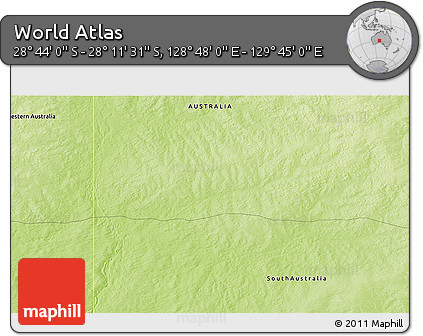 Physical 3D Map of the Area around 28° 27' 45" S, 129° 16' 30" E