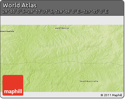 Physical 3D Map of the Area around 28° 27' 45" S, 129° 16' 30" E