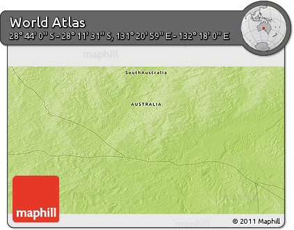 Physical 3D Map of the Area around 28° 27' 45" S, 131° 49' 29" E