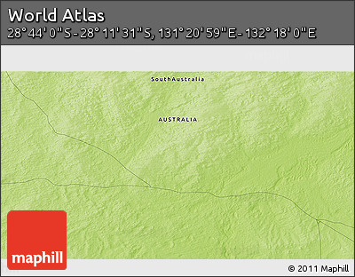 Physical 3D Map of the Area around 28° 27' 45" S, 131° 49' 29" E