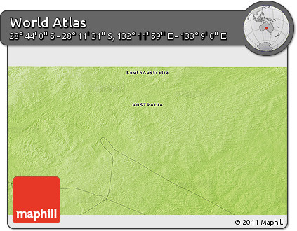 Physical 3D Map of the Area around 28° 27' 45" S, 132° 40' 30" E