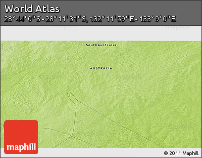 Physical 3D Map of the Area around 28° 27' 45" S, 132° 40' 30" E
