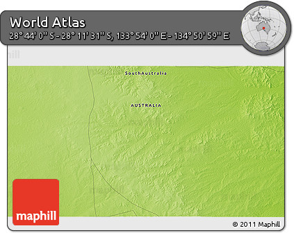 Physical 3D Map of the Area around 28° 27' 45" S, 134° 22' 30" E