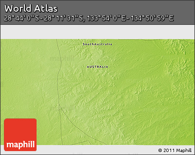 Physical 3D Map of the Area around 28° 27' 45" S, 134° 22' 30" E