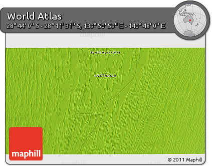 Physical 3D Map of the Area around 28° 27' 45" S, 140° 19' 29" E