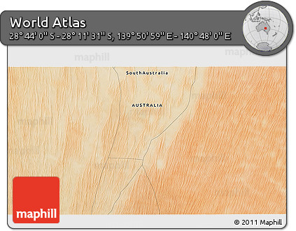Satellite 3D Map of the Area around 28° 27' 45" S, 140° 19' 29" E